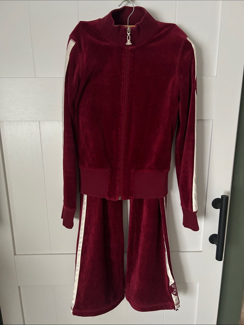 Vintage Y2K-era JLo by Jennifer Lopez burgundy velour tracksuit